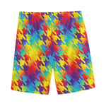 Rainbow Houndstooth Pattern Print Men's Sports Shorts