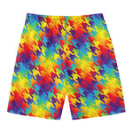 Rainbow Houndstooth Pattern Print Men's Swim Trunks
