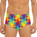 Rainbow Houndstooth Pattern Print Men's Triangle Swim Briefs