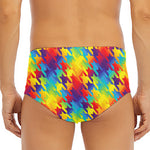 Rainbow Houndstooth Pattern Print Men's Triangle Swim Briefs