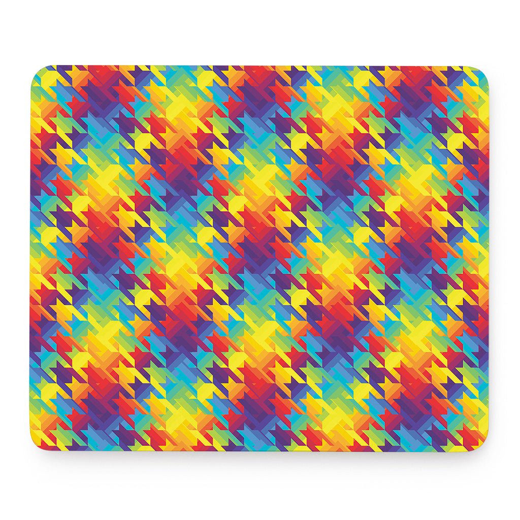 Rainbow Houndstooth Pattern Print Mouse Pad