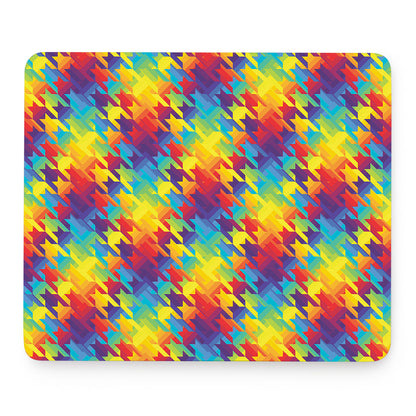 Rainbow Houndstooth Pattern Print Mouse Pad