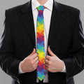 Rainbow Houndstooth Pattern Print Necktie