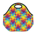 Rainbow Houndstooth Pattern Print Neoprene Lunch Bag