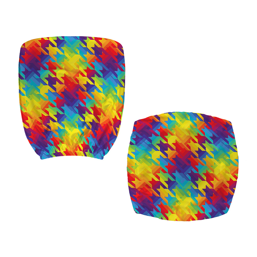 Rainbow Houndstooth Pattern Print Office Chair Cover