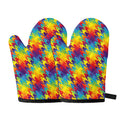 Rainbow Houndstooth Pattern Print Oven Mitts