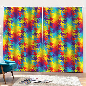 Rainbow Houndstooth Pattern Print Pencil Pleat Curtains