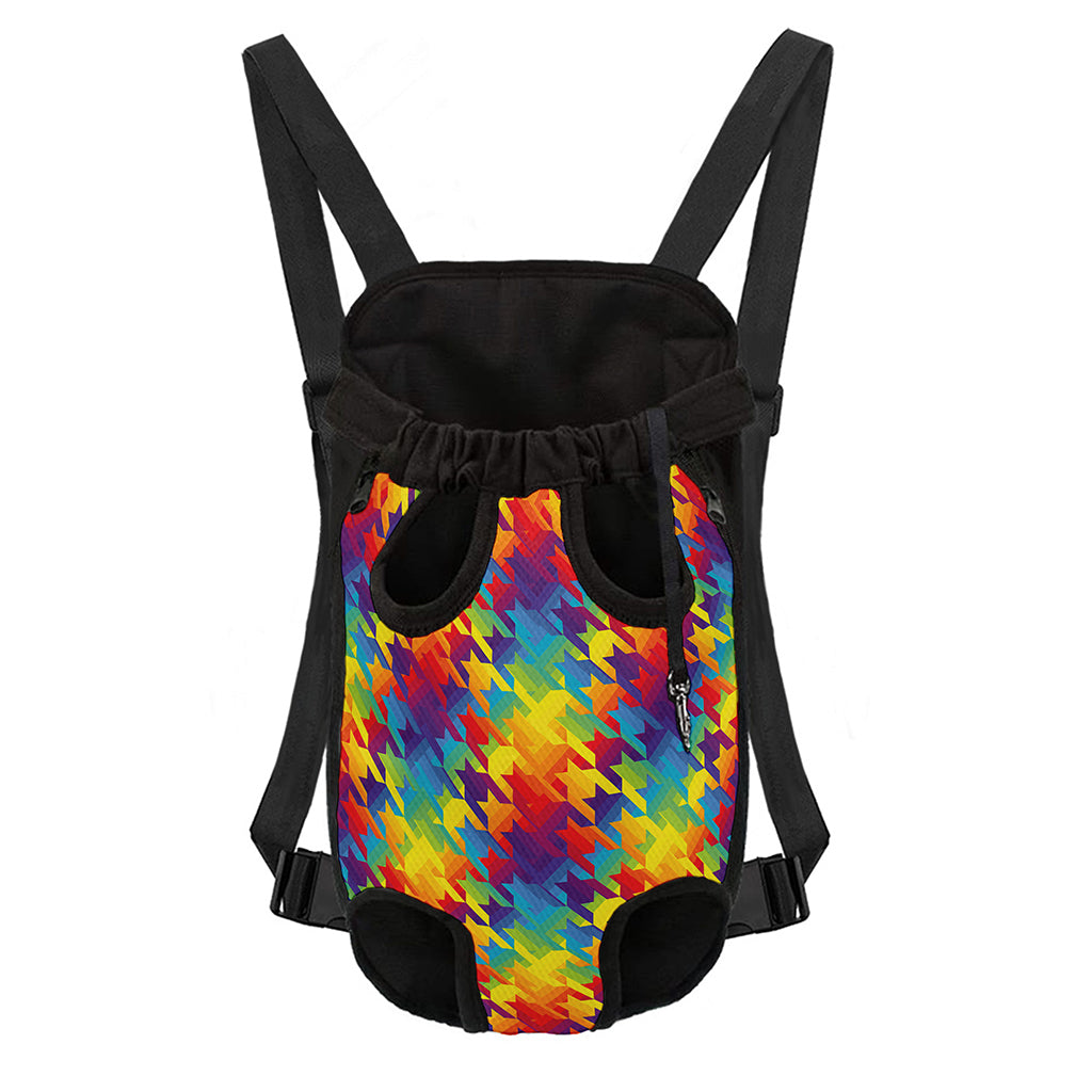 Rainbow Houndstooth Pattern Print Pet Carrier Backpack