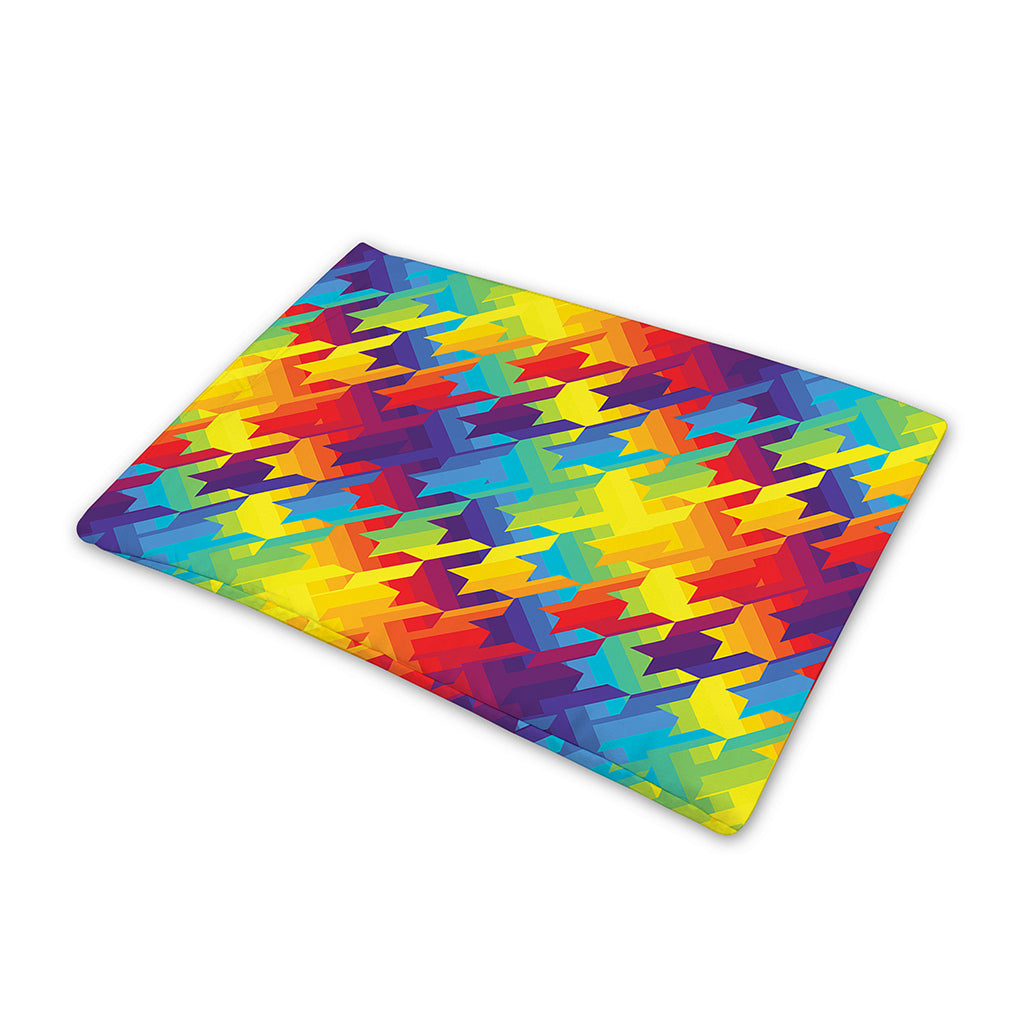 Rainbow Houndstooth Pattern Print Pet Cooling Mat Cover