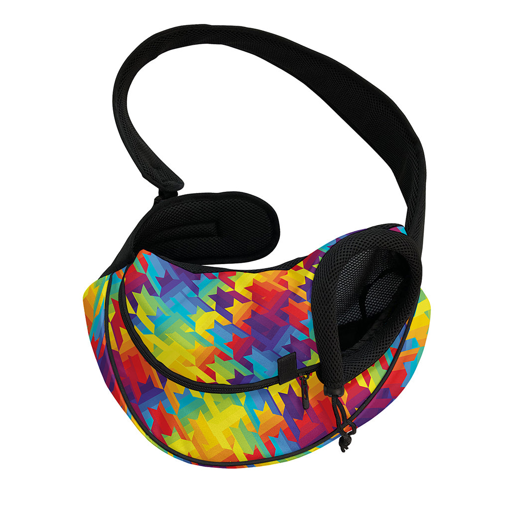 Rainbow Houndstooth Pattern Print Pet Sling Carrier