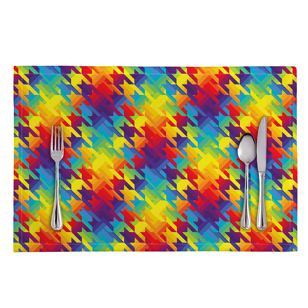 Rainbow Houndstooth Pattern Print Placemat