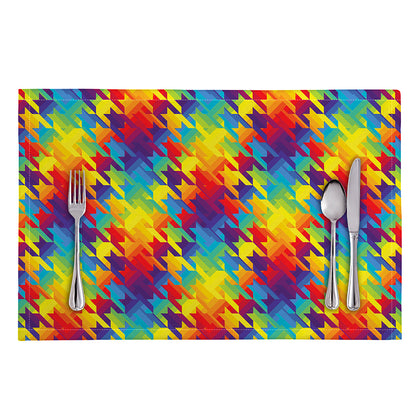 Rainbow Houndstooth Pattern Print Placemat