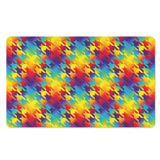 Rainbow Houndstooth Pattern Print Polyester Doormat
