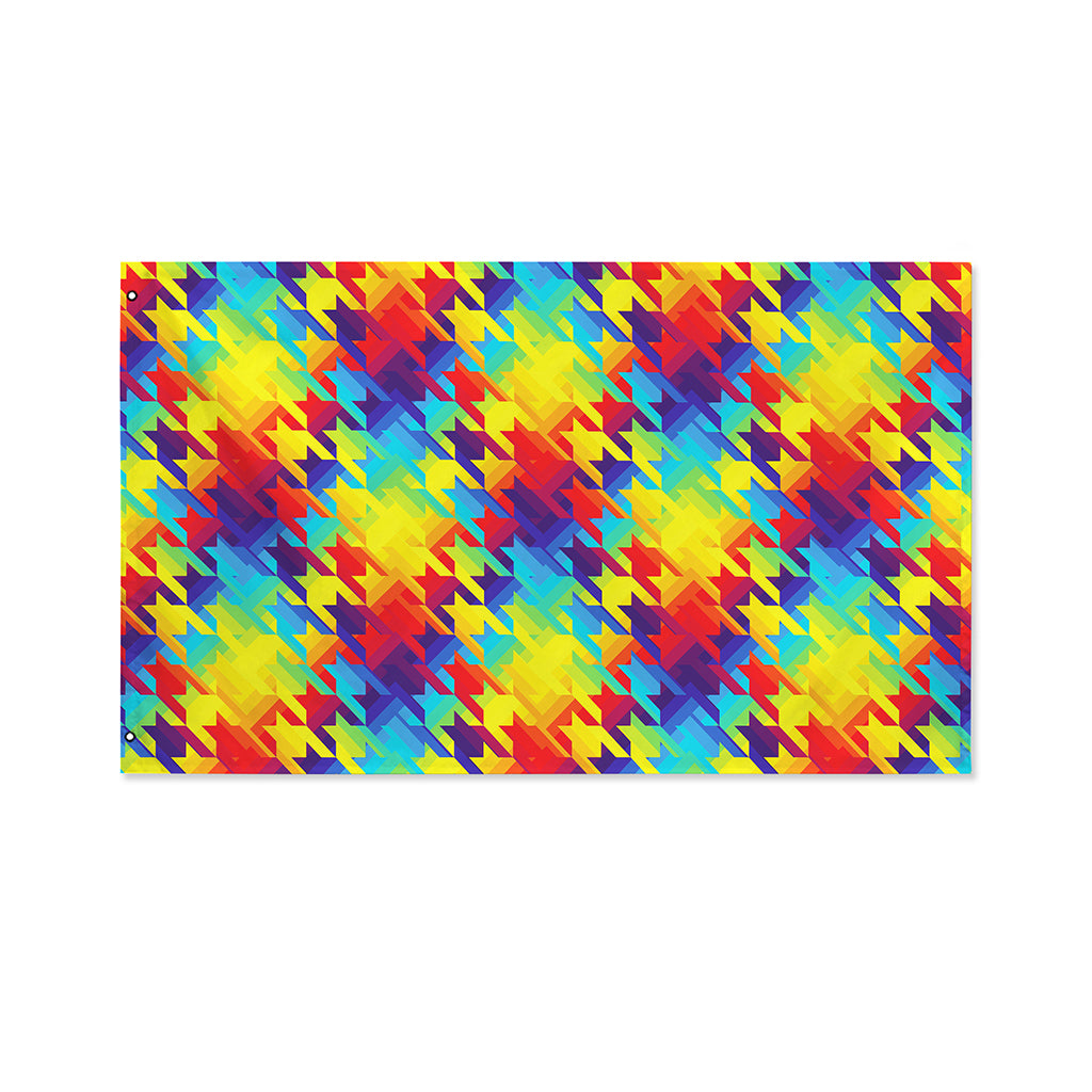 Rainbow Houndstooth Pattern Print Polyester Flag