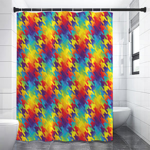 Rainbow Houndstooth Pattern Print Premium Shower Curtain