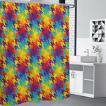 Rainbow Houndstooth Pattern Print Premium Shower Curtain