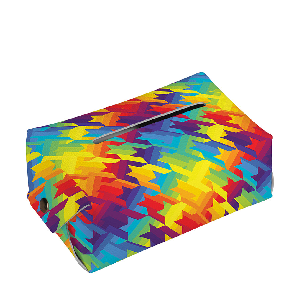 Rainbow Houndstooth Pattern Print Rectangle Tissue Box Cover