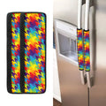 Rainbow Houndstooth Pattern Print Refrigerator Handle Covers