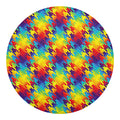 Rainbow Houndstooth Pattern Print Round Blanket