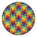 Rainbow Houndstooth Pattern Print Round Floor Mat
