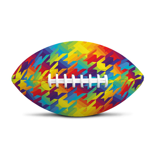 Rainbow Houndstooth Pattern Print Rugby Ball