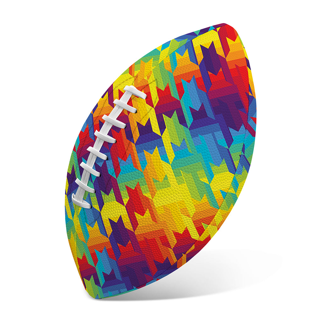 Rainbow Houndstooth Pattern Print Rugby Ball