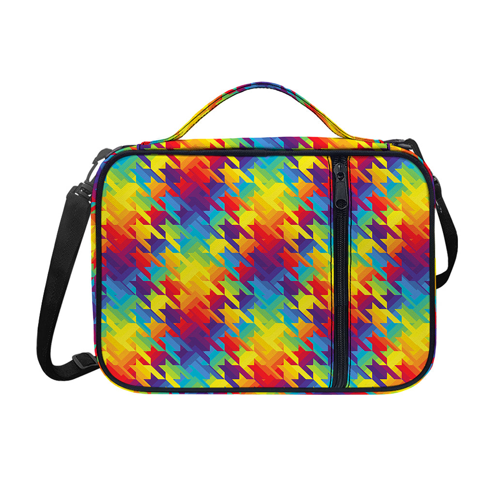 Rainbow Houndstooth Pattern Print Shoulder Strap Bible Bag