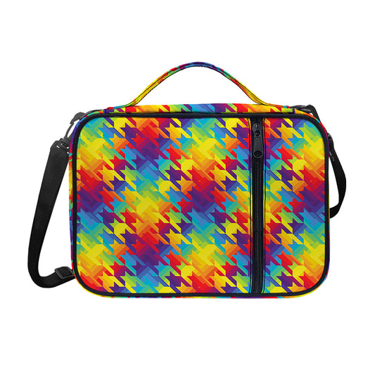 Rainbow Houndstooth Pattern Print Shoulder Strap Bible Bag