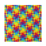 Rainbow Houndstooth Pattern Print Silk Bandana