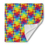 Rainbow Houndstooth Pattern Print Silk Bandana