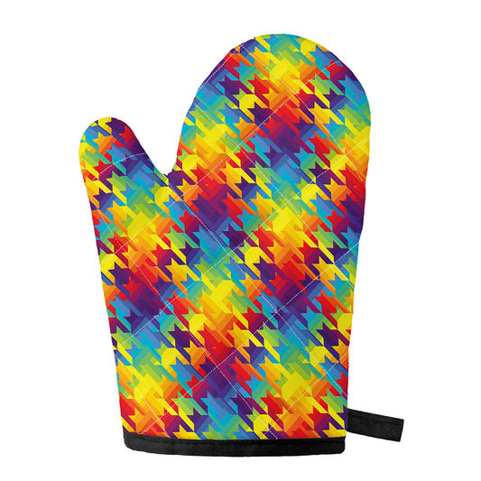 Rainbow Houndstooth Pattern Print Single Oven Mitt