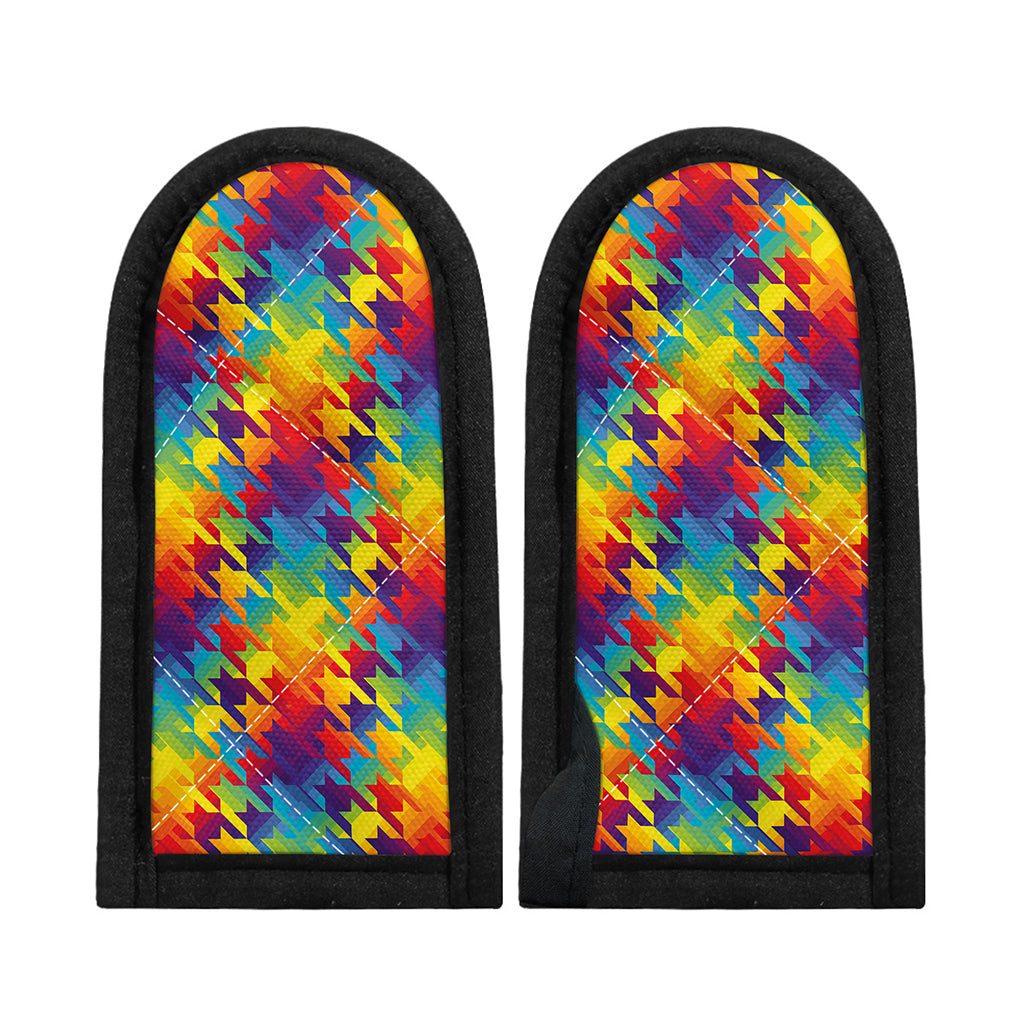 Rainbow Houndstooth Pattern Print Skillet Handle Cover