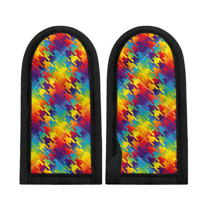 Rainbow Houndstooth Pattern Print Skillet Handle Cover
