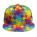Rainbow Houndstooth Pattern Print Snapback Cap