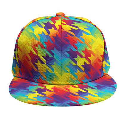 Rainbow Houndstooth Pattern Print Snapback Cap