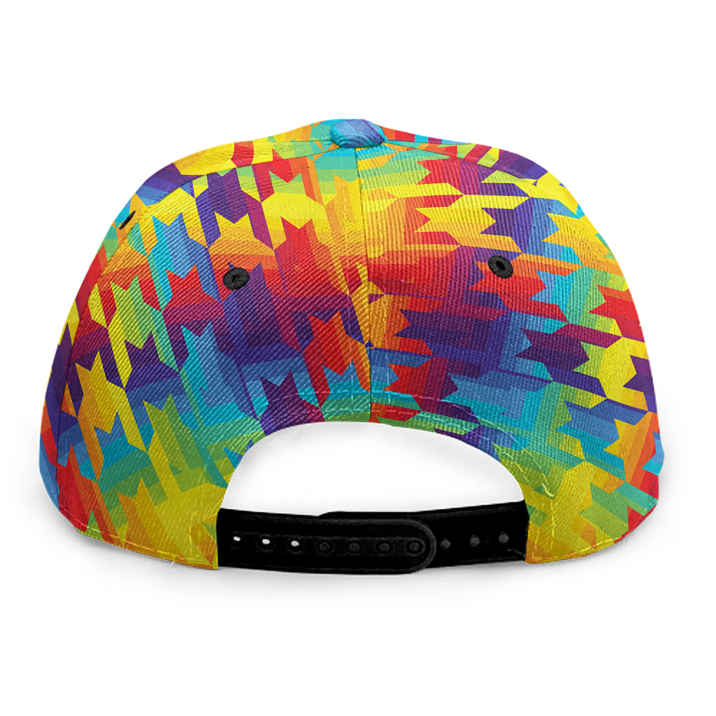 Rainbow Houndstooth Pattern Print Snapback Cap