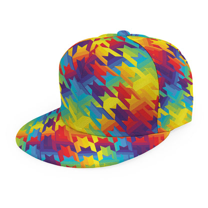 Rainbow Houndstooth Pattern Print Snapback Cap