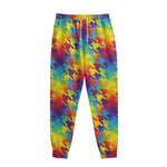 Rainbow Houndstooth Pattern Print Sweatpants