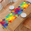 Rainbow Houndstooth Pattern Print Table Runner