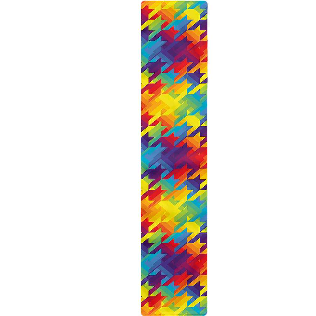 Rainbow Houndstooth Pattern Print Table Runner