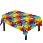 Rainbow Houndstooth Pattern Print Tablecloth