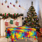 Rainbow Houndstooth Pattern Print Tablecloth