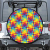 Rainbow Houndstooth Pattern Print Tire Cover