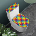 Rainbow Houndstooth Pattern Print Toilet Lid And Tank Cover Set
