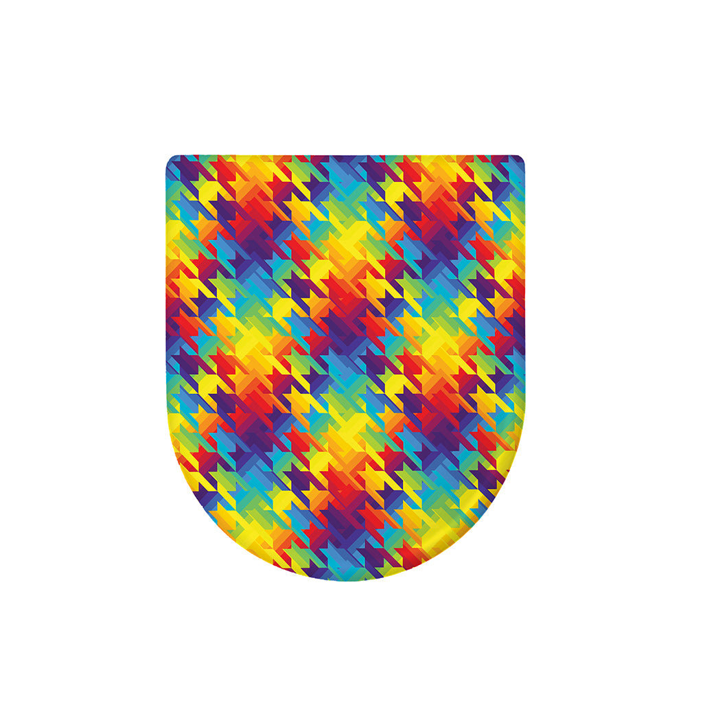 Rainbow Houndstooth Pattern Print Toilet Lid Cover