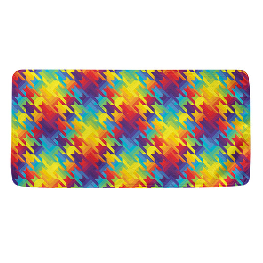 Rainbow Houndstooth Pattern Print Towel