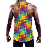 Rainbow Houndstooth Pattern Print Training Tank Top