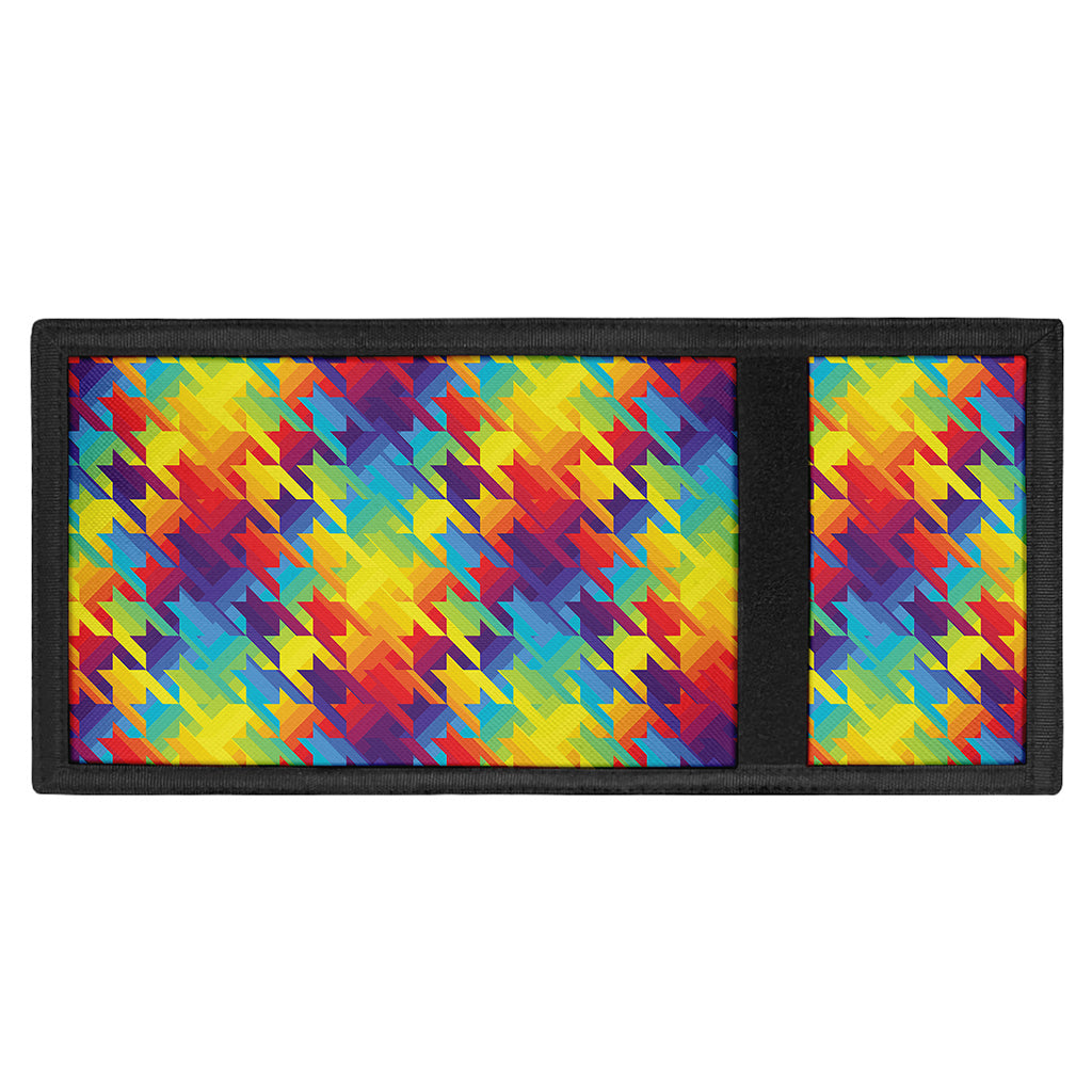 Rainbow Houndstooth Pattern Print Trifold Wallet