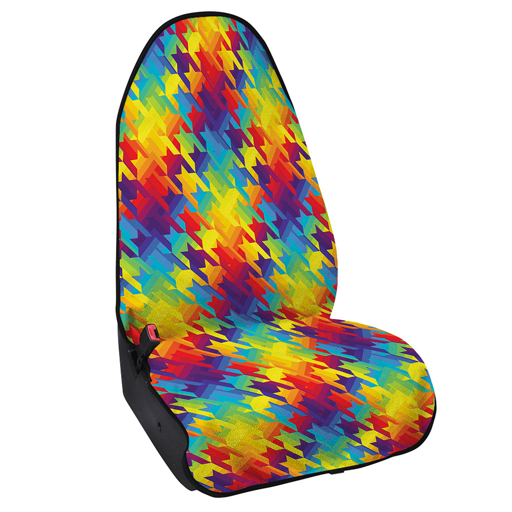 Rainbow Houndstooth Pattern Print Waterproof Car Seat Cover