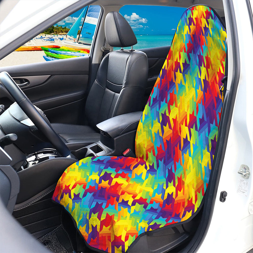 Rainbow Houndstooth Pattern Print Waterproof Car Seat Cover